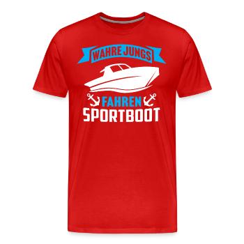 Wahre Jungs fahren Sportboot Männer Kapitän - Männer Premium Bio T-Shirt - Rot - Vorne - Damien (186cm)