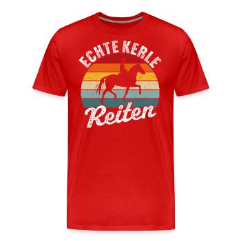 Echte kerle reiten t-shirt reiter - Männer Premium Bio T-Shirt - Rot - Vorne - Damien (186cm)
