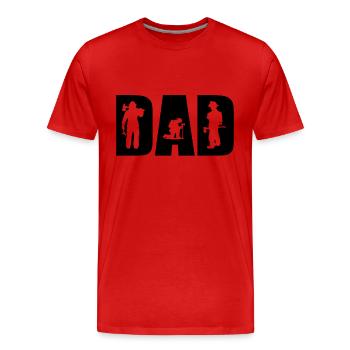 Father Fire Brigade T-Shirt Firefighter Dad - Men's Premium Organic T-Shirt - red - Front - Damien (186cm)