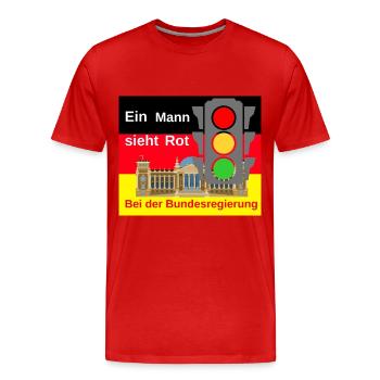 Ein Mann sieht Rot bei der Bundesregierung - Männer Premium Bio T-Shirt - Rot - Vorne - Damien (186cm)
