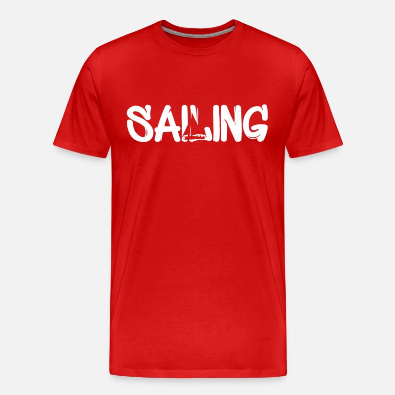 sailing mit segelschiff - Männer Premium Bio T-Shirt - Rot