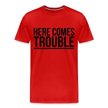 HIER KOMMEN DIE PROBLEME - Männer Premium Bio T-Shirt - Rot - Vorne - Damien (186cm)