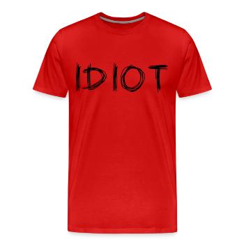 IDIOT - Men's Premium Organic T-Shirt - red - Front - Damien (186cm)