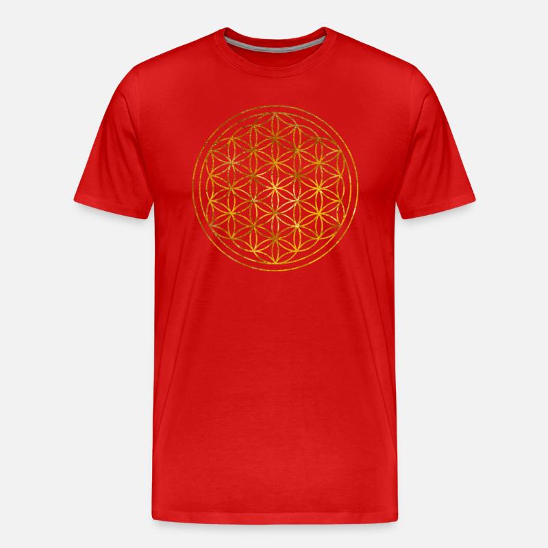 Blume des Lebens -Lebensblume - Männer Premium Bio T-Shirt - Rot