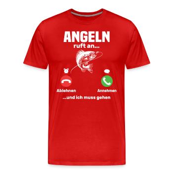Appels de pêcheur, cadeau de pêcheur drôle - T-shirt bio Premium Homme - rouge - Devant - Damien (186cm)