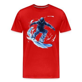 Snowboarder Snow Waves Slope - Men's Premium Organic T-Shirt - red - Front - Damien (186cm)