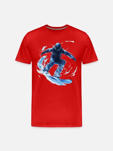 Snowboarder Snow Waves Slope - Men's Premium Organic T-Shirt - red