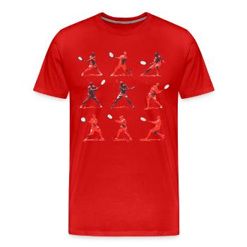Tennisspieler Positionen - Männer Premium Bio T-Shirt - Rot - Vorne - Damien (186cm)
