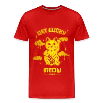 Lucky Cat - Men's Premium Organic T-Shirt - red - Front - Damien (186cm)