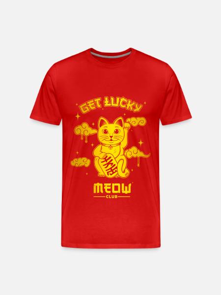 Lucky Cat - Men's Premium Organic T-Shirt - red