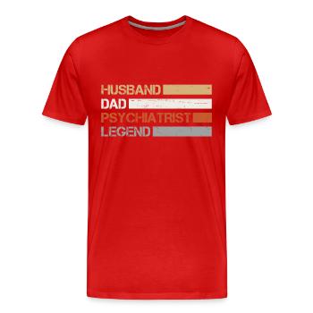 Rétro mari papa et psychiatre légendaire - T-shirt bio Premium Homme - rouge - Devant - Damien (186cm)