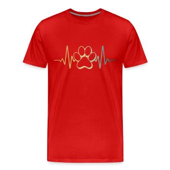 Herzschlag Hundepfote Hundeliebe - Männer Premium Bio T-Shirt - Rot - Vorne - Damien (186cm)