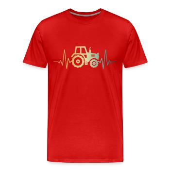 Heartbeat Tractor Trekker Pulse ECG - T-shirt bio Premium Homme - rouge - Devant - Damien (186cm)