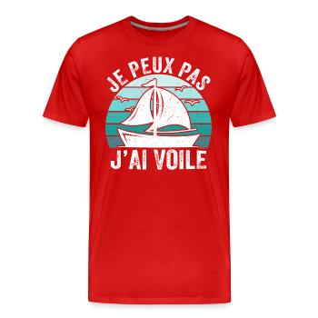 j'peux pas j'ai voile - T-shirt bio Premium Homme - rouge - Devant - Damien (186cm)