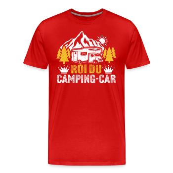 campeur disant drôle roi du camping-car - T-shirt bio Premium Homme - rouge - Devant - Damien (186cm)