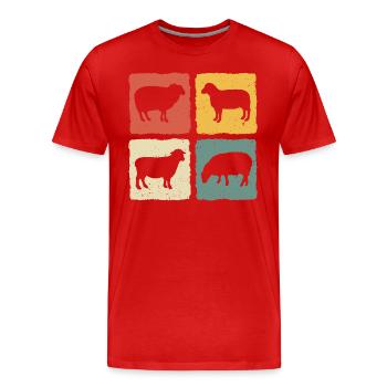 Retro Sheep Sheep - Men's Premium Organic T-Shirt - red - Front - Damien (186cm)