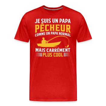 je suis un papa pêcheur cadeau papy pêcheur - T-shirt bio Premium Homme - rouge - Devant - Damien (186cm)