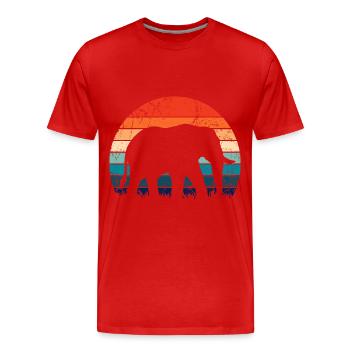 Elephant - big game, tusk, ivory sunset - Men's Premium Organic T-Shirt - red - Front - Damien (186cm)