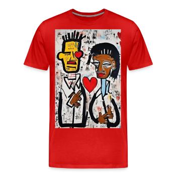 Bright Urban Love" - Men's Premium Organic T-Shirt - red - Front - Damien (186cm)