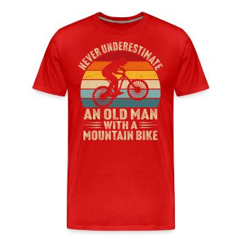 Alter Mann mit Mountainbike - Männer Premium Bio T-Shirt - Rot - Vorne - Damien (186cm)