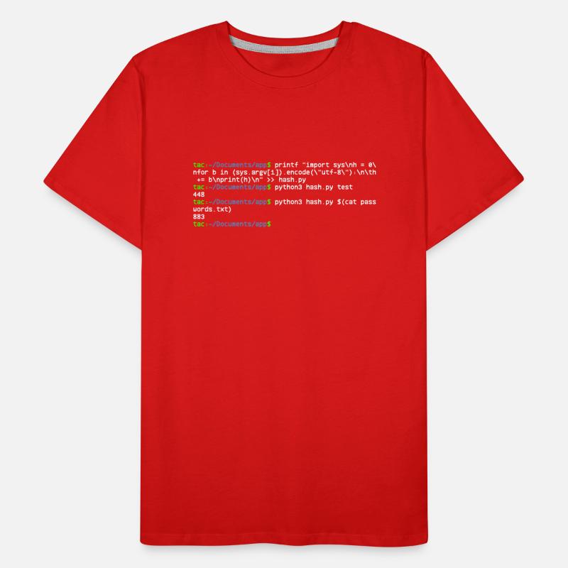 linux shell python hash T-shirt bio Premium Homme