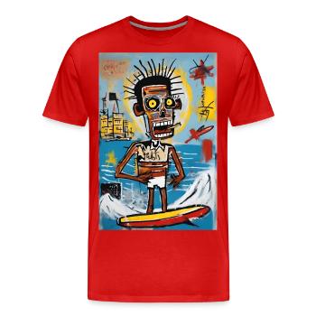 Urban Surfer - Abstract Style - Men's Premium Organic T-Shirt - red - Front - Damien (186cm)