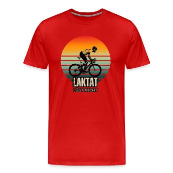 Laktat luegt nicht - Stylisches Rad Statement - Männer Premium Bio T-Shirt - Rot - Vorne - Damien (186cm)