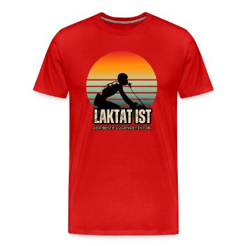 Lustiger Rennrad spruch: Laktat Lügendetektor - Männer Premium Bio T-Shirt - Rot - Vorne - Damien (186cm)