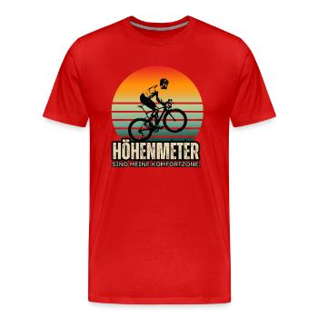 Rennrad T-Shirt: Höhenmeter sind meine Komfortzone - Männer Premium Bio T-Shirt - Rot - Vorne - Damien (186cm)