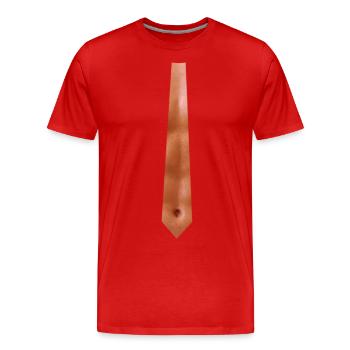 Sixpack, Mann, Muskel, Krawatte - Männer Premium Bio T-Shirt - Rot - Vorne - Damien (186cm)