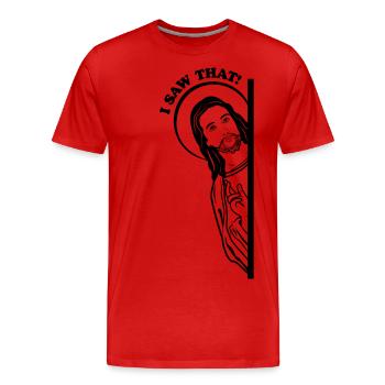 Jésus a vu que - T-shirt bio Premium Homme - rouge - Devant - Damien (186cm)