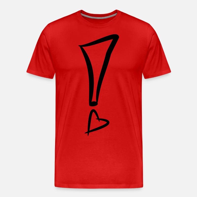 Ausrufezeichen mit Herz Schwarz - Männer Premium Bio T-Shirt - Rot