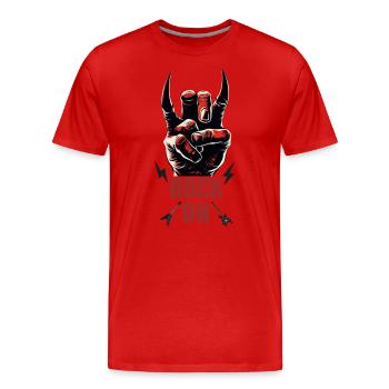 Rock Musiker Pommesgabel devil horns Hand Rocker - Männer Premium Bio T-Shirt - Rot - Vorne - Damien (186cm)