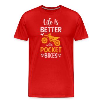 Pocketbike Zweirad Staub Geländebike - Männer Premium Bio T-Shirt - Rot - Vorne - Damien (186cm)