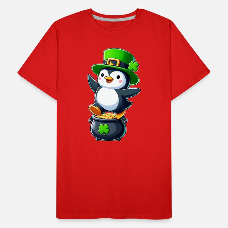 Saint-Patrick Pingouin Cylindre Trèfle T-shirt bio Premium Homme