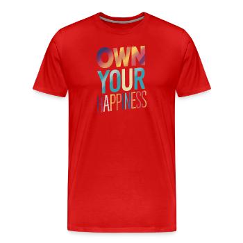 Own Your Happiness - Men's Premium Organic T-Shirt - red - Front - Damien (186cm)