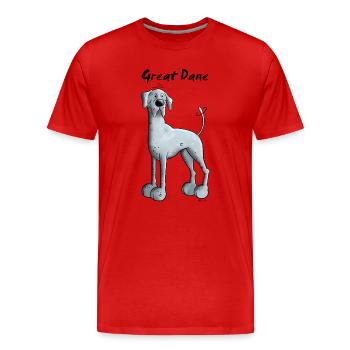 Drollige Deutsche Dogge - Männer Premium Bio T-Shirt - Rot - Vorne - Damien (186cm)