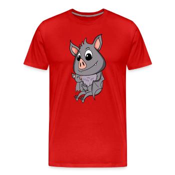 Grossesse familiale - animal chauve-souris avec bébé - T-shirt bio Premium Homme - rouge - Devant - Damien (186cm)