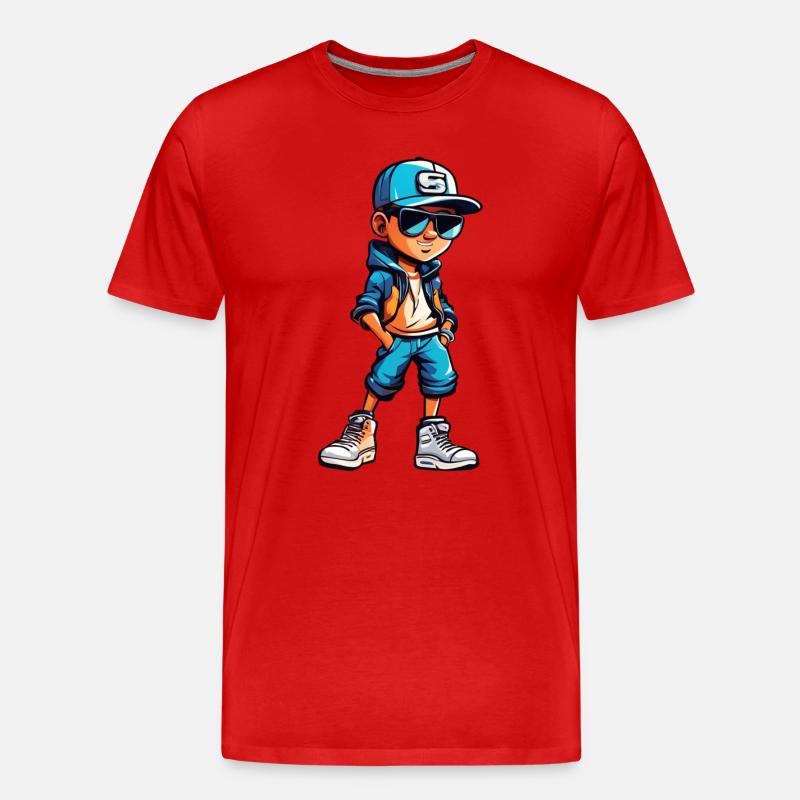 Cooler junger Cartoon-Junge - Männer Premium Bio T-Shirt - Rot