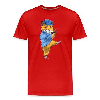 Hamster Baseball Gant de Baseball - T-shirt bio Premium Homme - rouge - Devant - Damien (186cm)