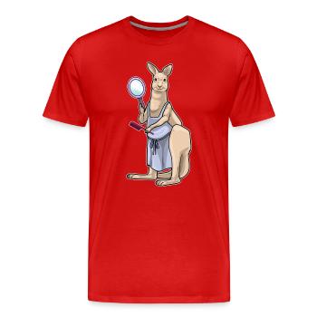 Känguru Friseur Spiegel - Männer Premium Bio T-Shirt - Rot - Vorne - Damien (186cm)