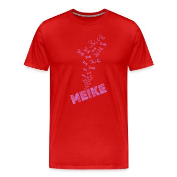 Geschenk für Meike - Männer Premium Bio T-Shirt - Rot - Vorne - Damien (186cm)