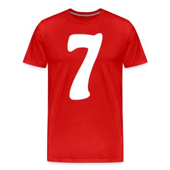 Sieben: Minimalistische Ziffer 7 | Siebter - Männer Premium Bio T-Shirt - Rot - Vorne - Damien (186cm)