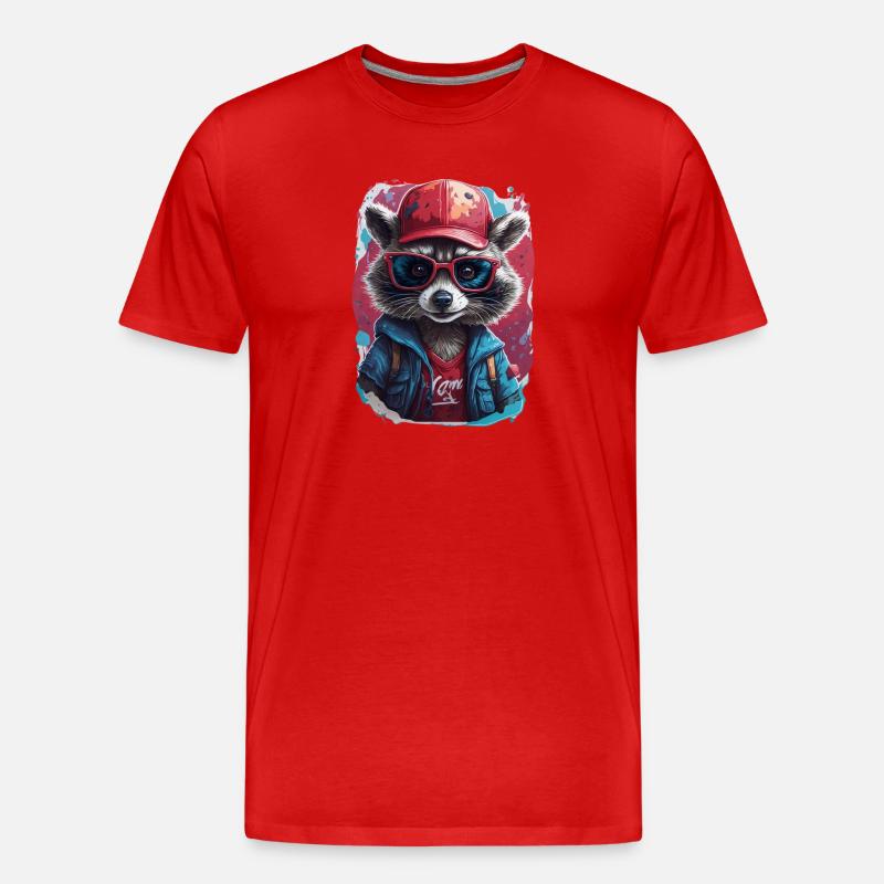 Raccoon Vector - Männer Premium Bio T-Shirt - Rot