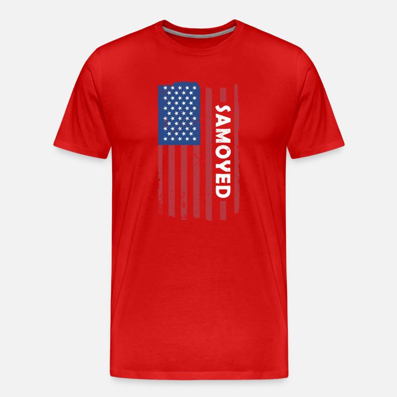 Samoyed Us Flag - Männer Premium Bio T-Shirt - Rot