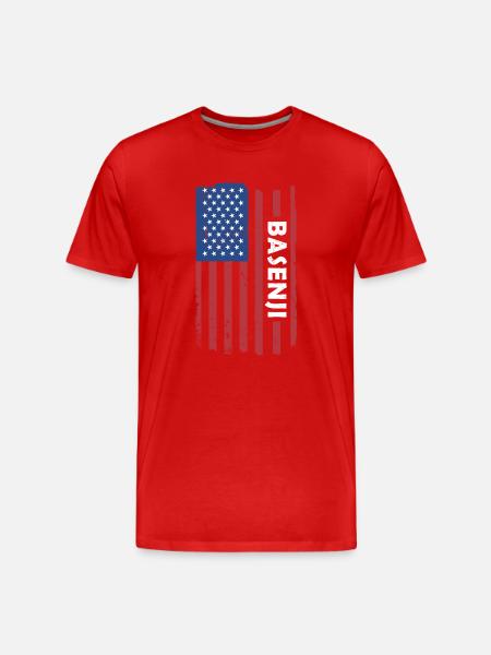 Dog Basenji Us Flag - Men's Premium Organic T-Shirt - red
