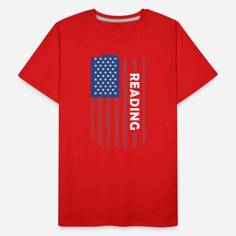 Reader Us Flag Reading Men's Premium Organic T-Shirt