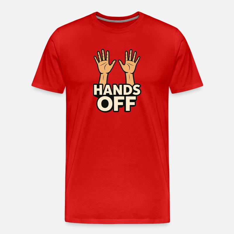 Hands off - Männer Premium Bio T-Shirt - Rot