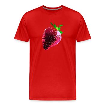 Fraise, fraise rouge, pop art, abstrait, rouge - T-shirt bio Premium Homme - rouge - Devant - Damien (186cm)