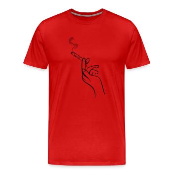 kiffen joint hand - Männer Premium Bio T-Shirt - Rot - Vorne - Damien (186cm)